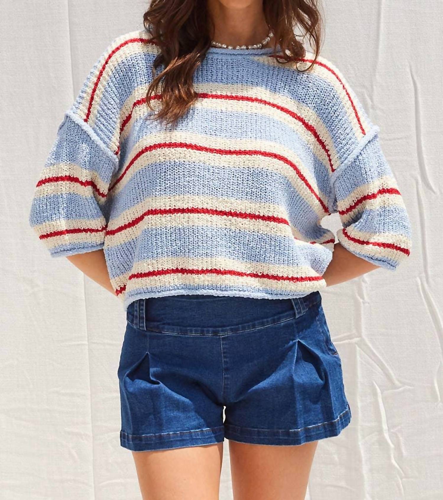 Illa Illa - 3/4 Sleeve Striped Sweater
