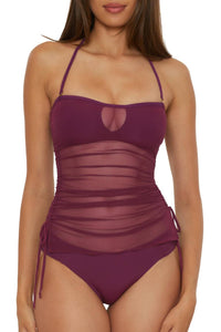 BECCA Muse Bandeau Tankini Swimsuit in aubergine - women's swimwear