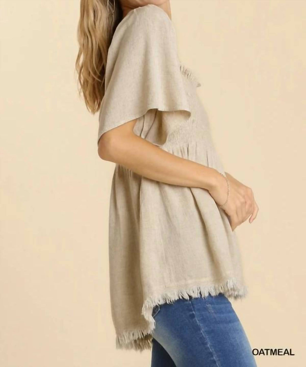 Umgee - Aria Linen Blend Smocked Top