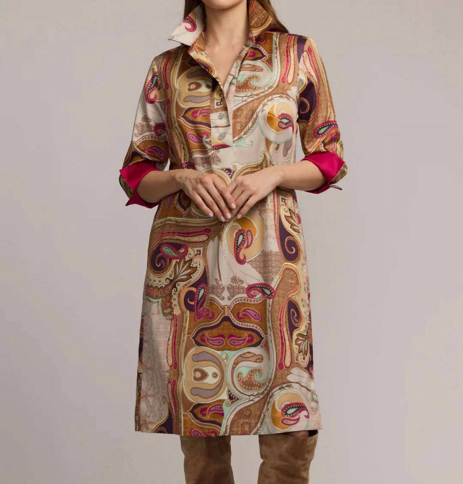 Hinson Wu Charlotte Long Sleeve Dress in scarf print - women's dress