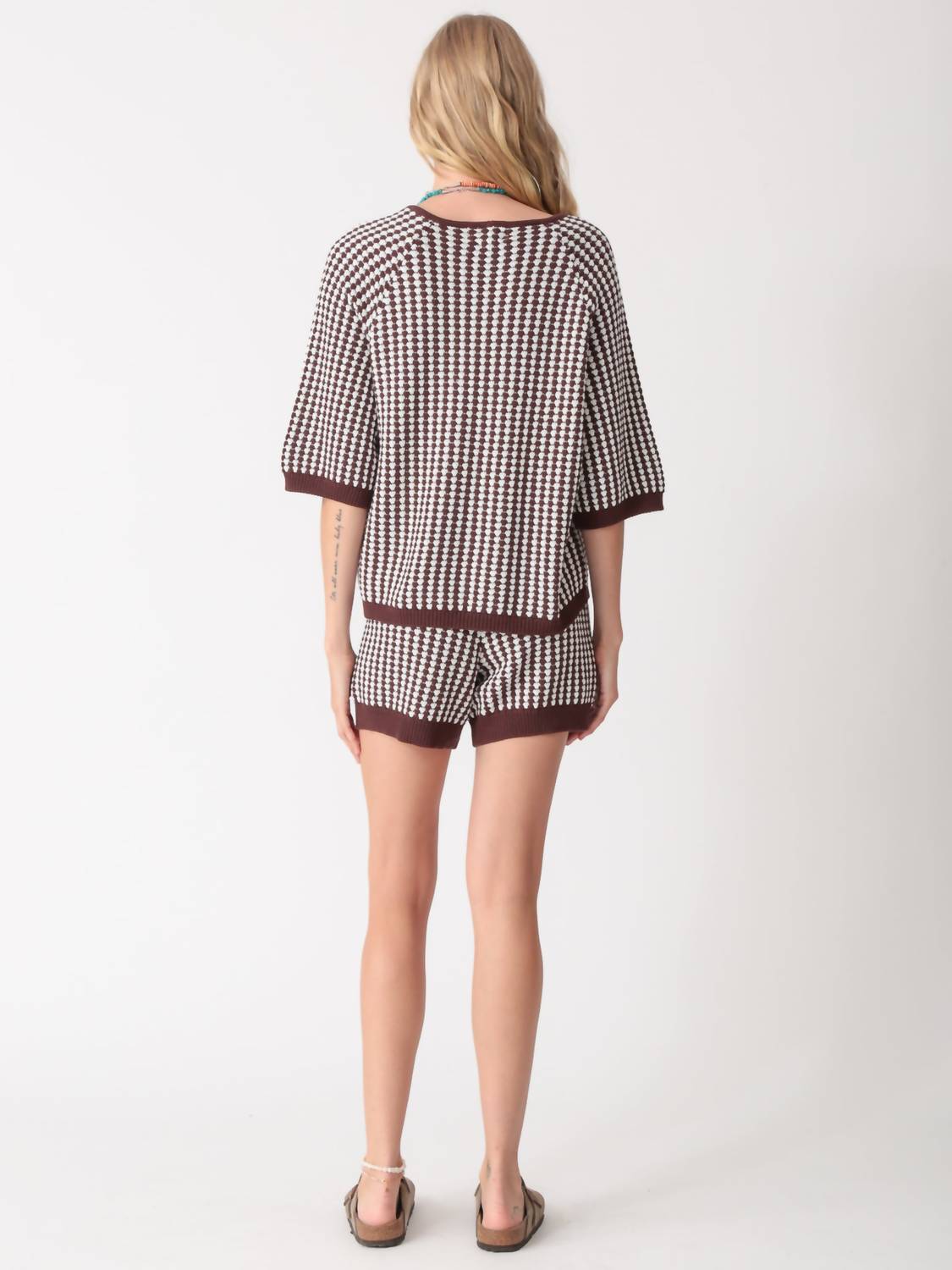 Electric & Rose Suzie Knit Short in cocoa - women's shorts - detail view