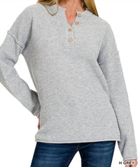 Zenana - Henley Basic Sweater