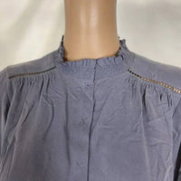 Go by Go Silk Women's Go Free Ruffle Silk Blouse in dusty blue - women's blouse - view 4