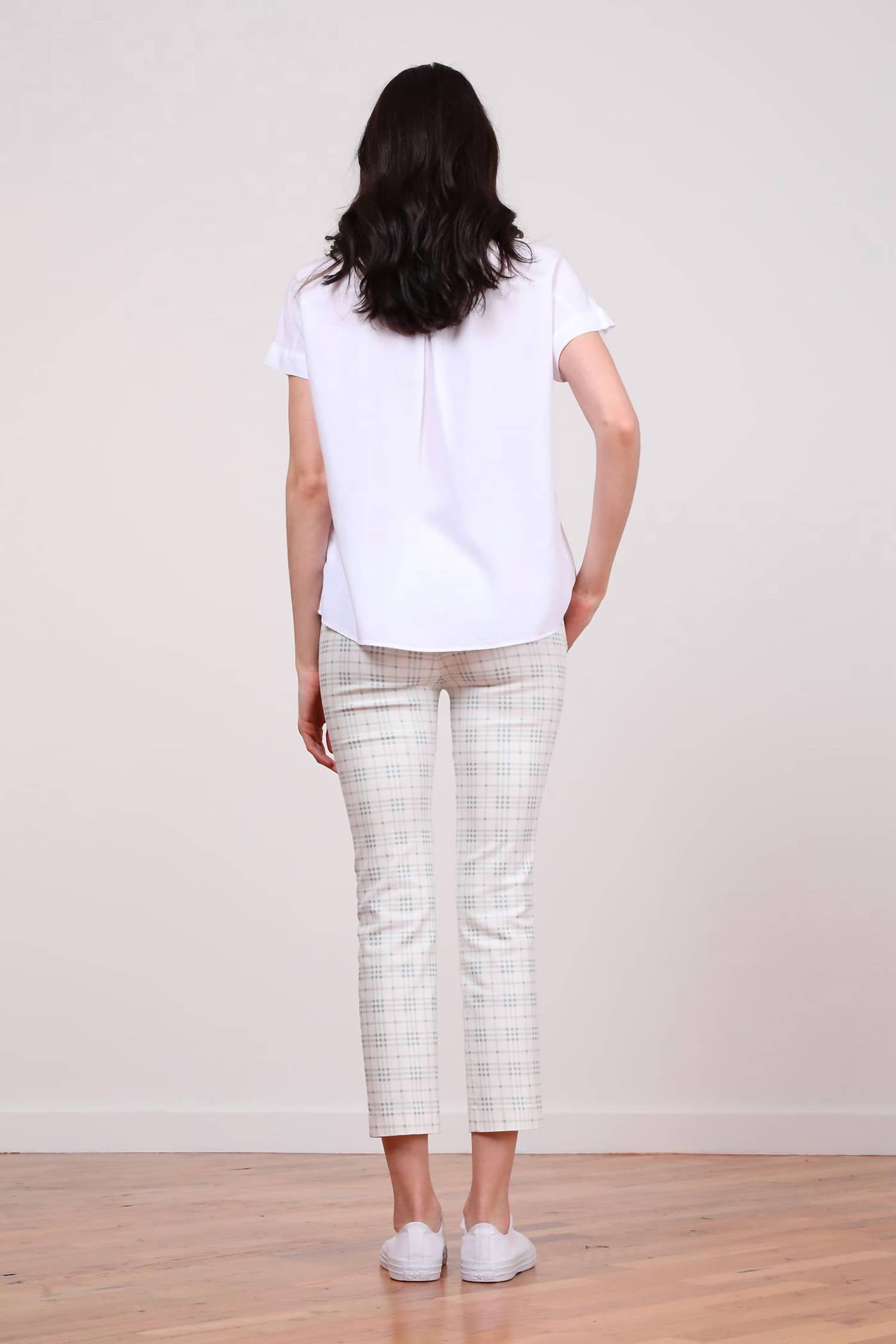 Avenue Montaigne Lulu Straight Cropped Pant in plaid slate - women's pants - alternate view