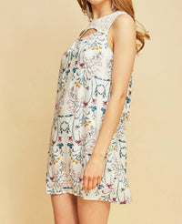 entro Floral Lace Dress in white multi - women's dress - alternate view
