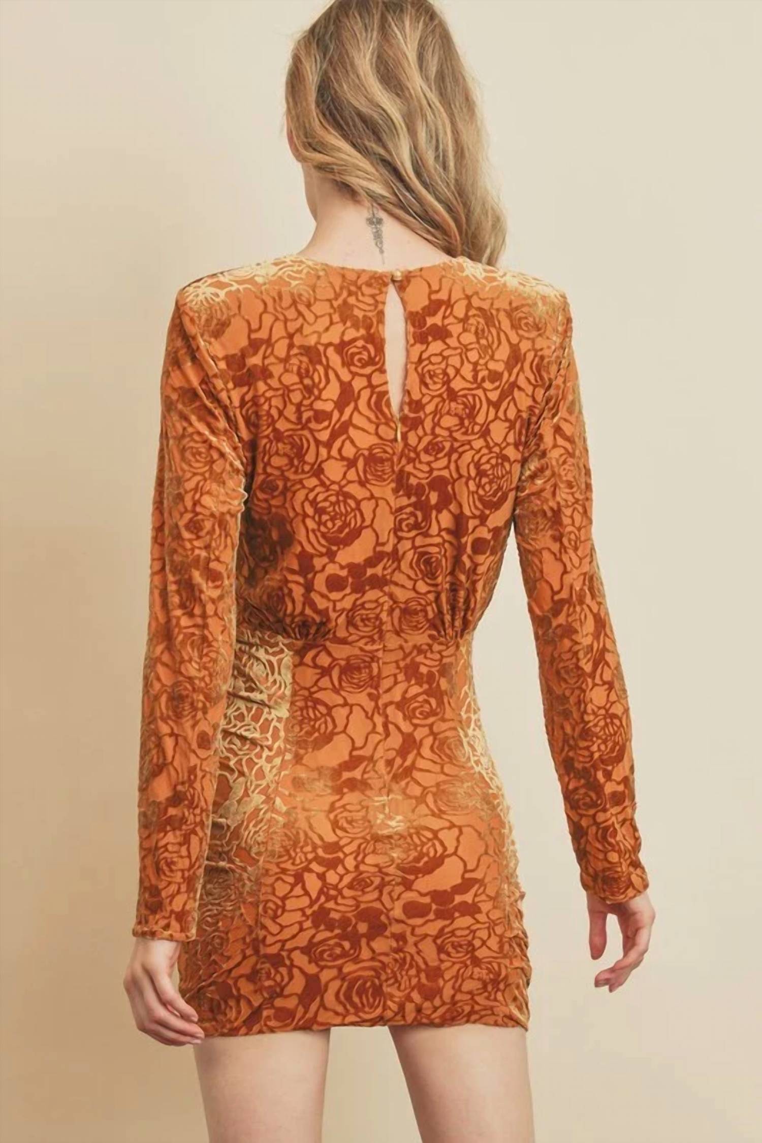 Dress Forum - Velvet Burnout Ruched Mini Dress