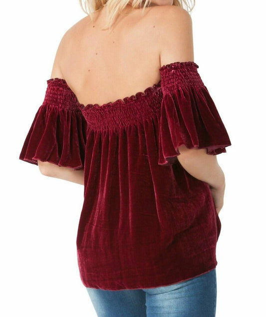 Hale Bob - Silk Velvet Off Shoulder Smocked Blouse