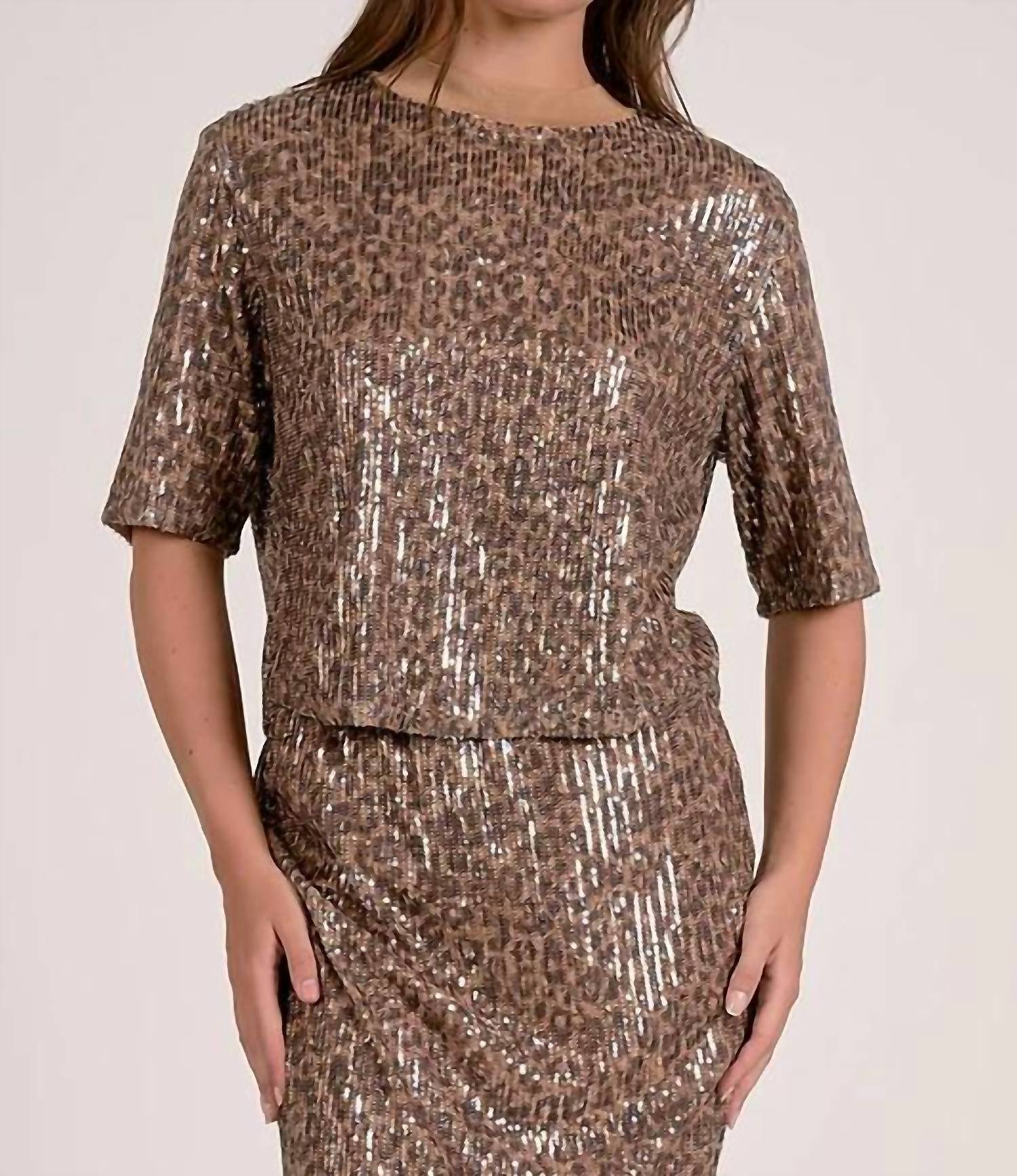 Elan - Sequin Cheetah Tee