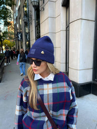 Gigi's USA Hearthside Plaid Sweater in navy - women's sweater - alternate view
