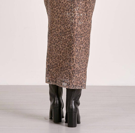Elan - Cheetah Sequin Skirt