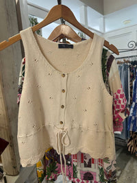 Kld. Signature - Sleeveless Knit Vest With Drawstring Tie