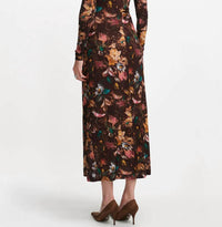 Lela Rose - Floral Printed Jersey Long Sleeve Draped Front Dress