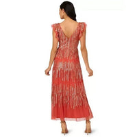 Adrianna Papell - Women's Beaded Mesh Tiered Dress
