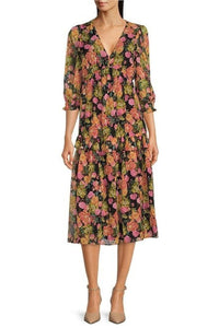 Maison Tara - Ruffle Sleeve A-line Midi Dress