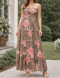 Davi & Dani - Leopard Lily Smocked Maxi Dress