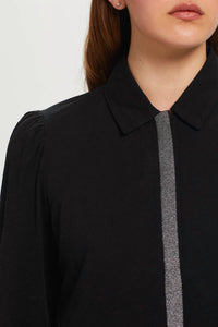 GOLDIE Metallic Placket Button Down Shirt in black - women's shirt - alternate view