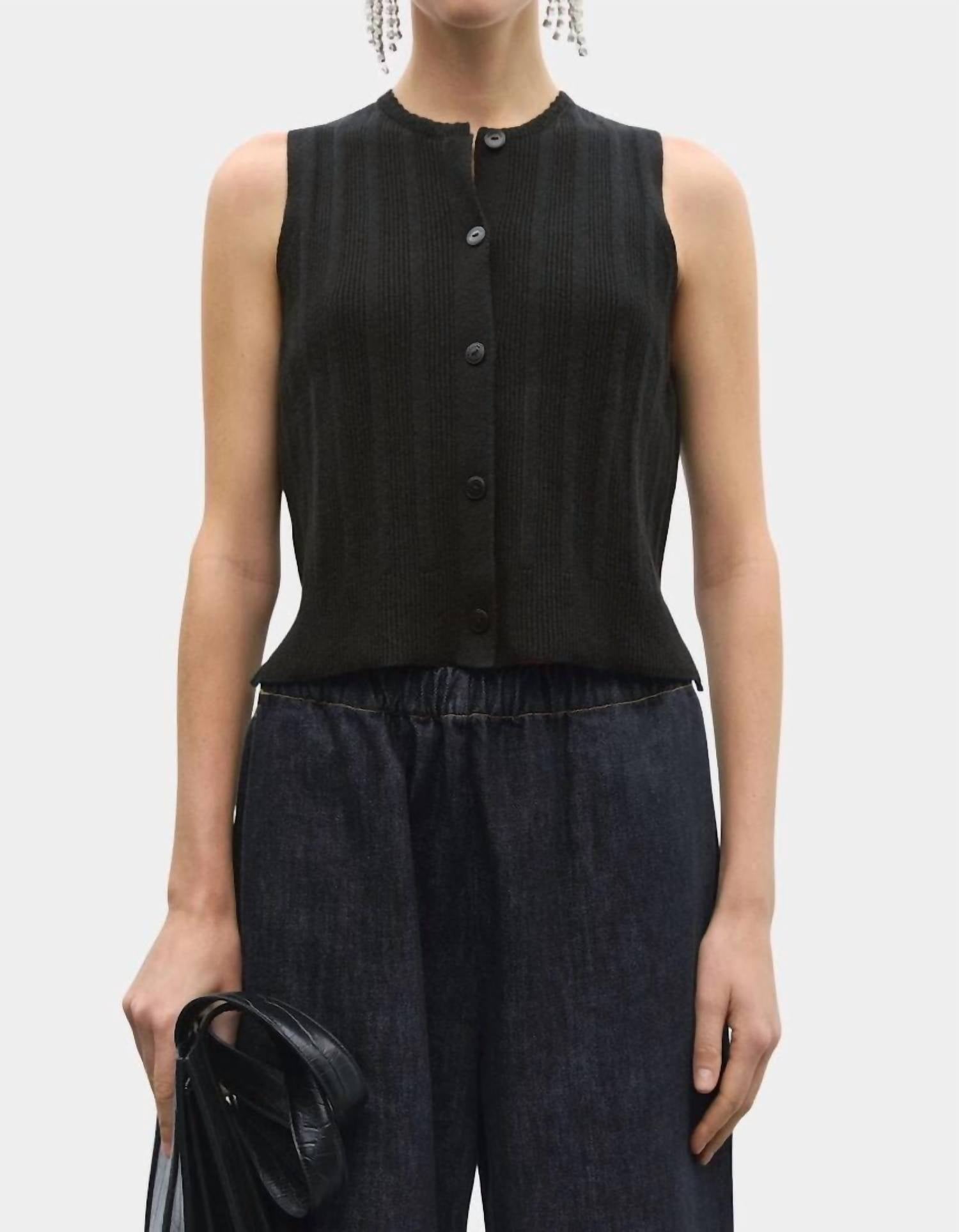 Cordera - Merino Wool Ribbed Waistcoat Top