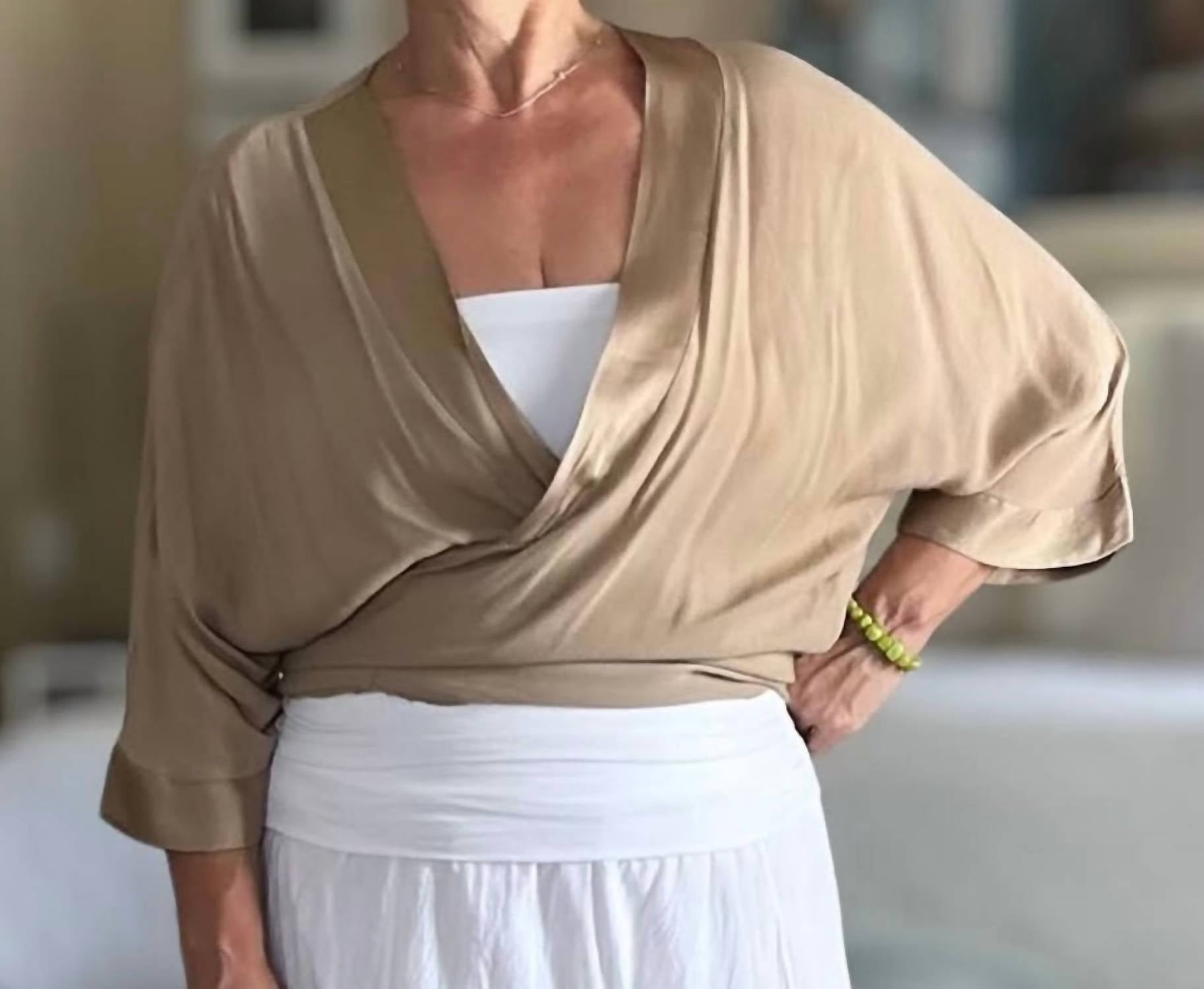 Milio Milano - Three Quarter Sleeve Drapy Tie Top