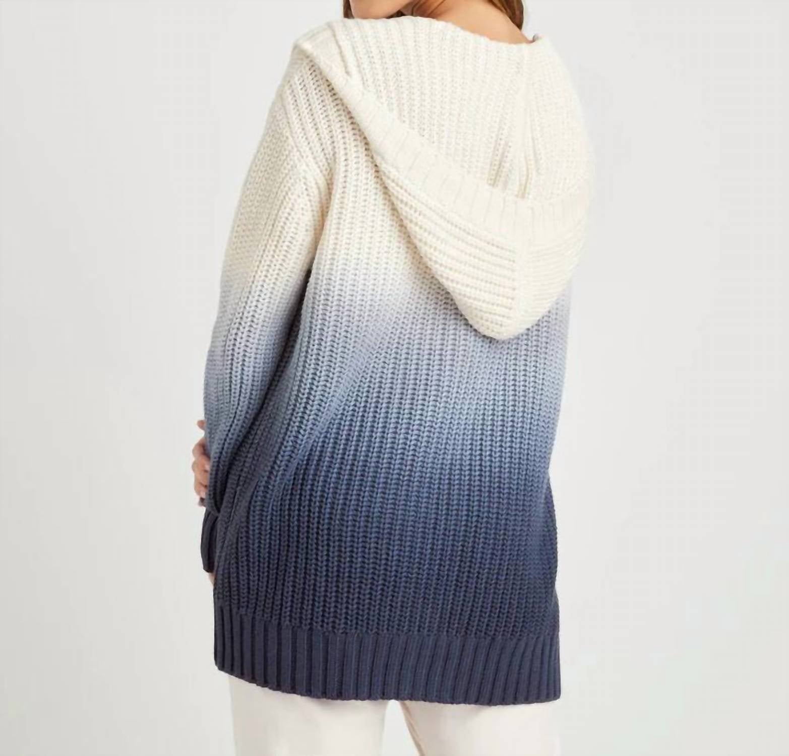 Splendid Hooded Cardigan Top in raya ombre - women's cardigan - detail view