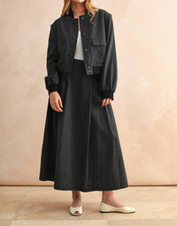 Miou Muse - Two Tone Fabric Bomber Jacket