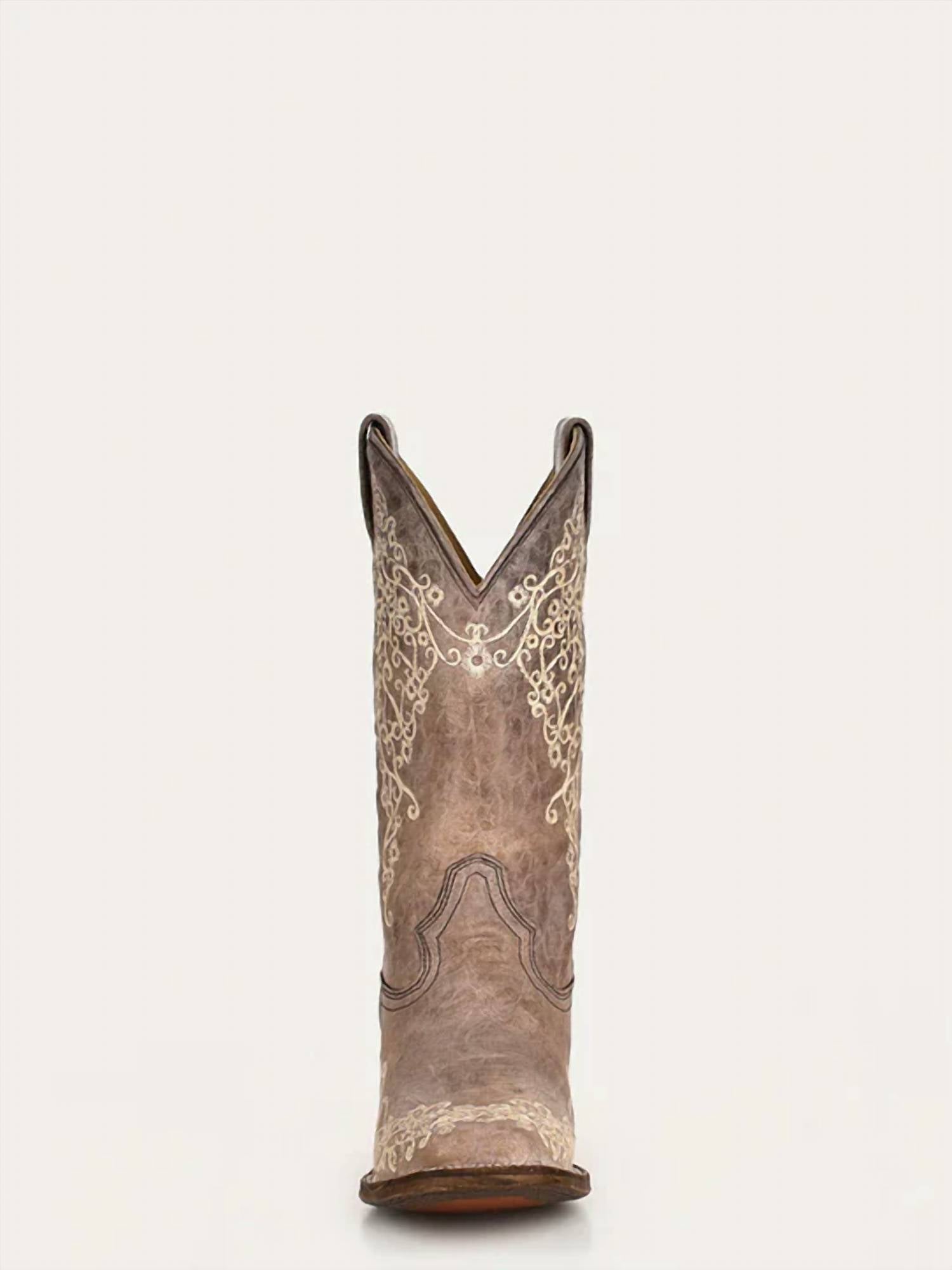 Corral - Women's Crater Bone Embroidery Square Toe Boots