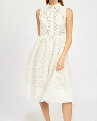 En Saison - Embroidered Collar Midi Dress