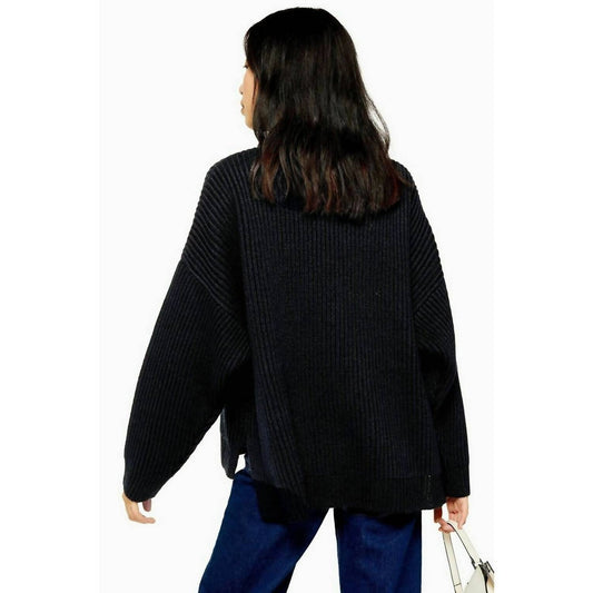 Topshop - Oversize Rib Knit Mock Neck Pullover Sweater