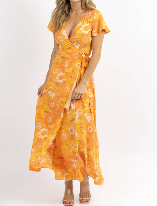 HONEY RUST WRAP MAXI DRESS