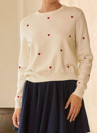 Skies Are Blue - Heart Embroidery Sweater Top
