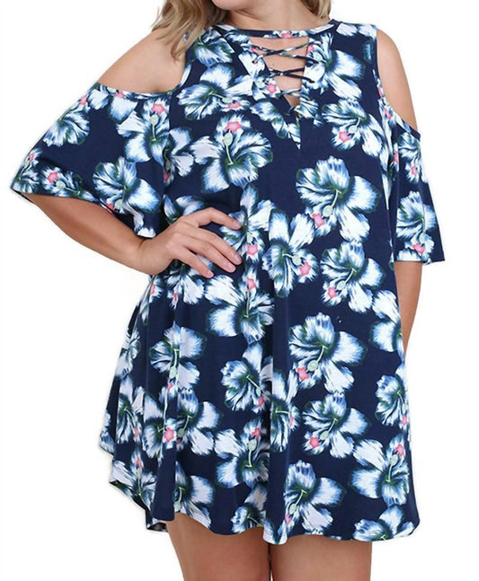 Umgee - Floral Cold Shoulder Criss Cross Dress - Plus