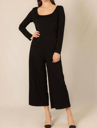 P.CILL Butter Modal Fitted Long Sleeve Jumpsuit in black - women's pants