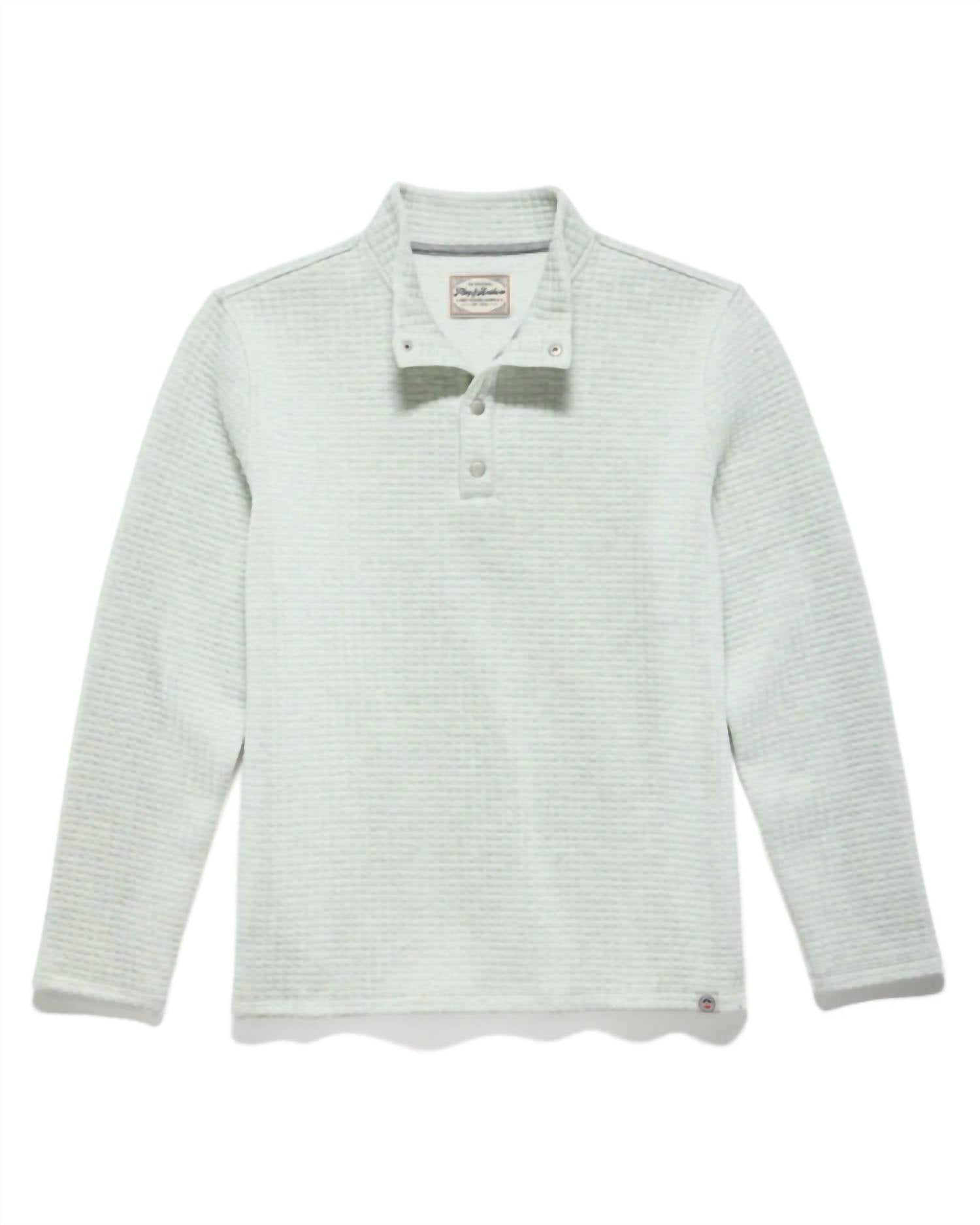 Flags & Anthem Silverton Quilted Snap Mock Neck Sweater in light grey heather - men's sweater - alternate view