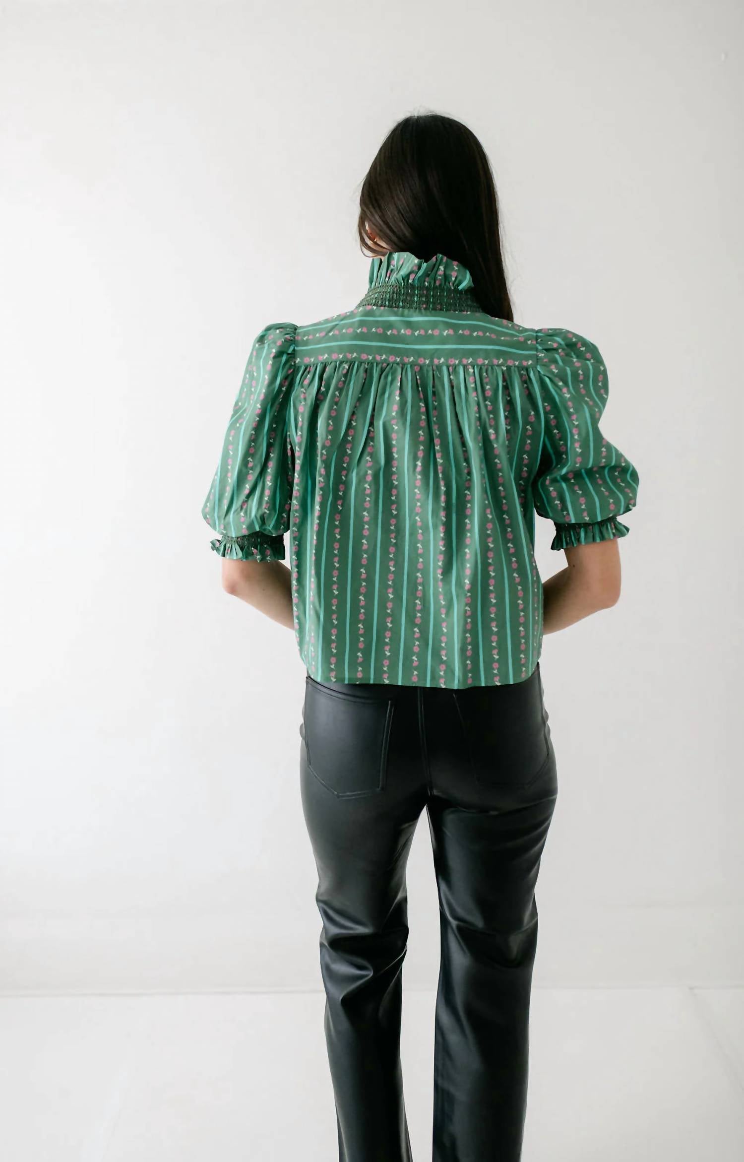 Karlie - Floral Ditzy Stripe Ruffle Top