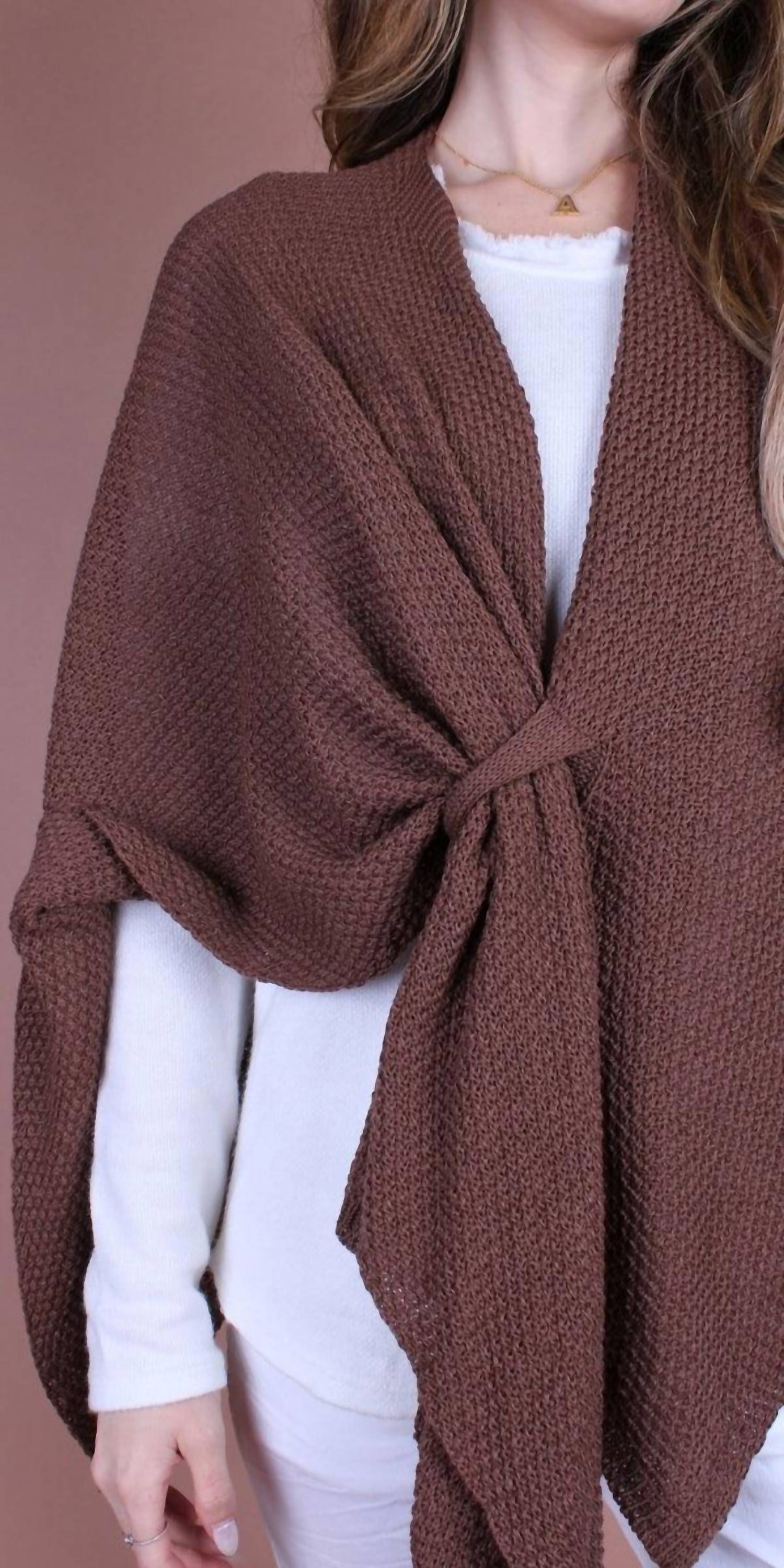 GIGI MODA Mantello Wrap in chocolate - women's scarf - alternate view