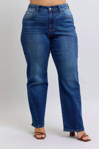 Judy Blue - Mid Rise Side Seam Detail Straight Jeans - Plus