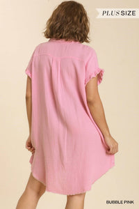 Umgee - Short Sleeve Shirt Dress - Plus