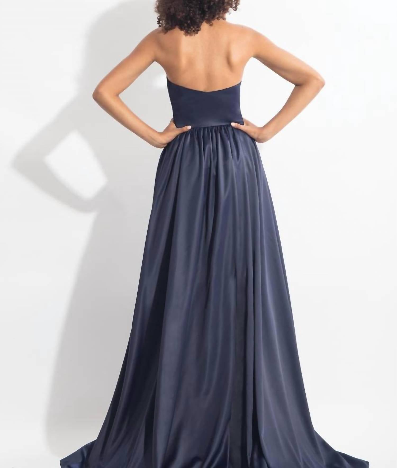 Rachel Allan - Stretch Satin Gown With Beaded Pants