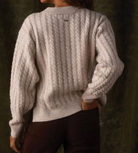The Normal Brand Cable Knit Split Side Sweater in cream multi - women's sweater - alternate view