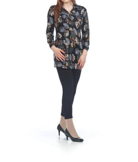 Papillon - Leaf Henley Sweater Dress With Pockets