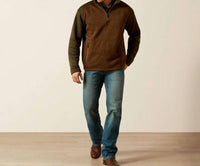 ARIAT Caldwell Quarter Zip Sweater in carafe earth green - men's sweater
