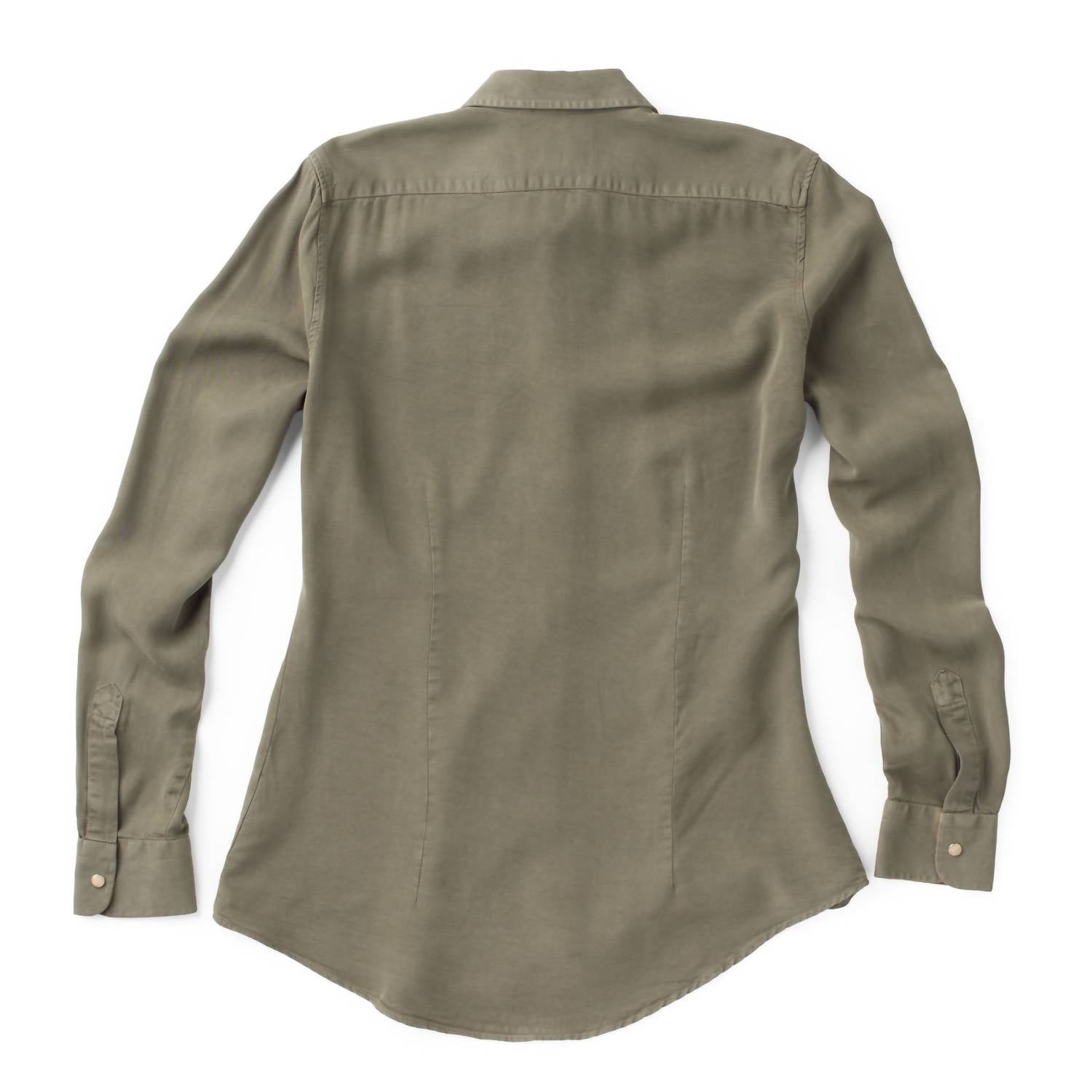 Madison Creek Outfitters Claire Solid Shirt in sage - women's long sleeve top - detail view