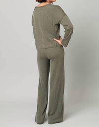 Pine Apparel - Cable Box Cut Top With Pull On Pant Set