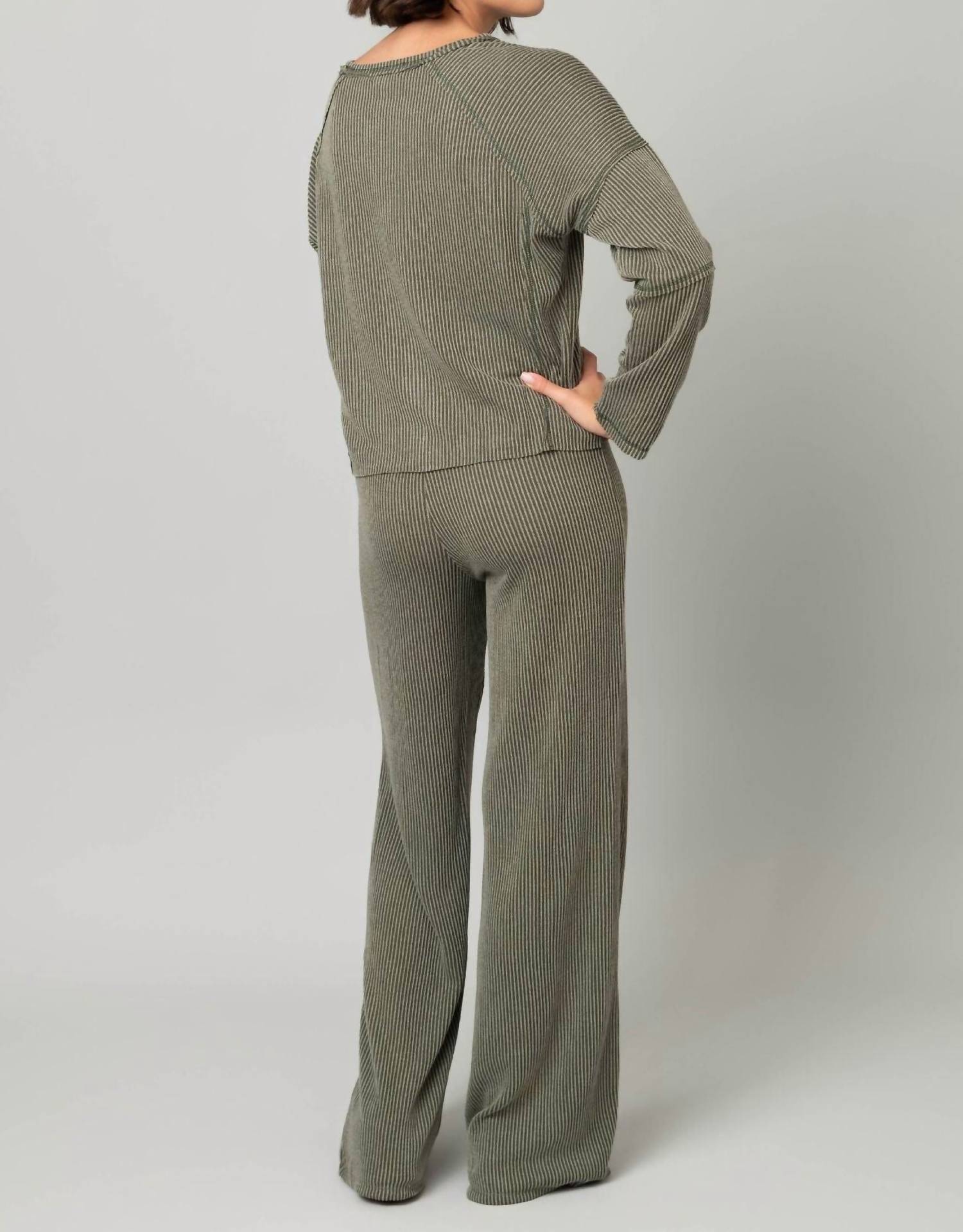 Pine Apparel - Cable Box Cut Top With Pull On Pant Set