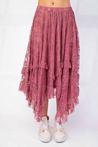 Easel - Alana All Over Lace Sharkbite Maxi Skirt