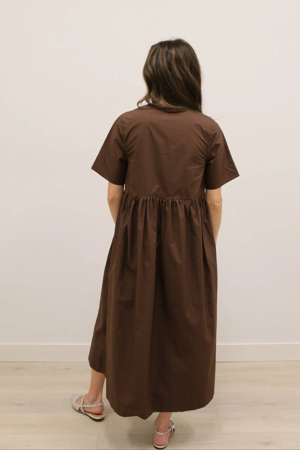 Olivaceous - Stella Bow Front Relaxed Fit Midi Dress