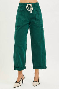 Risen - Barrel Wide Leg Jeans With Draw String Waste Band