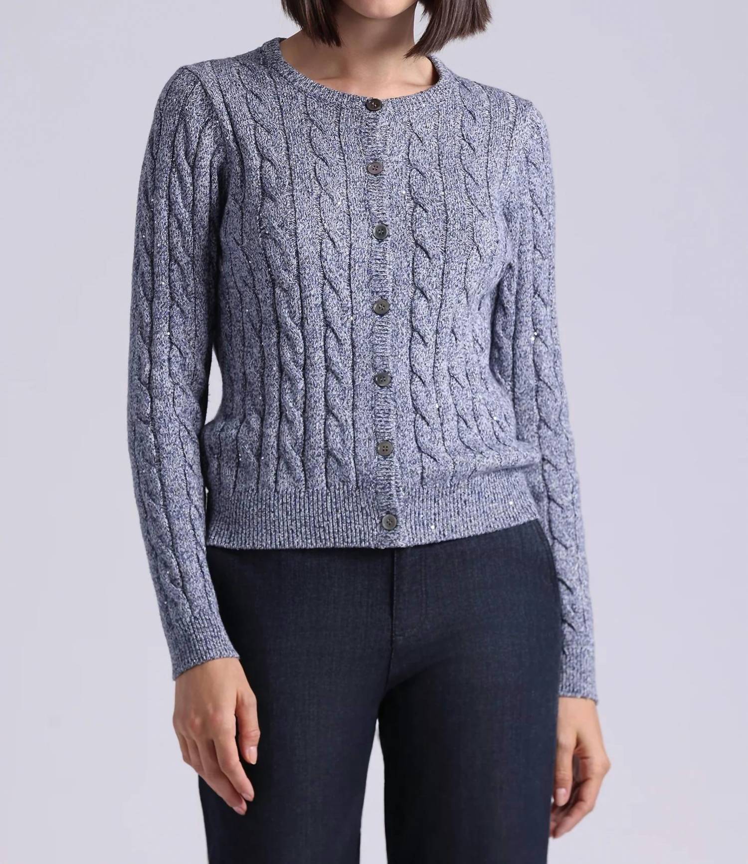 Minnie Rose - Sparkle Cable Cardigan