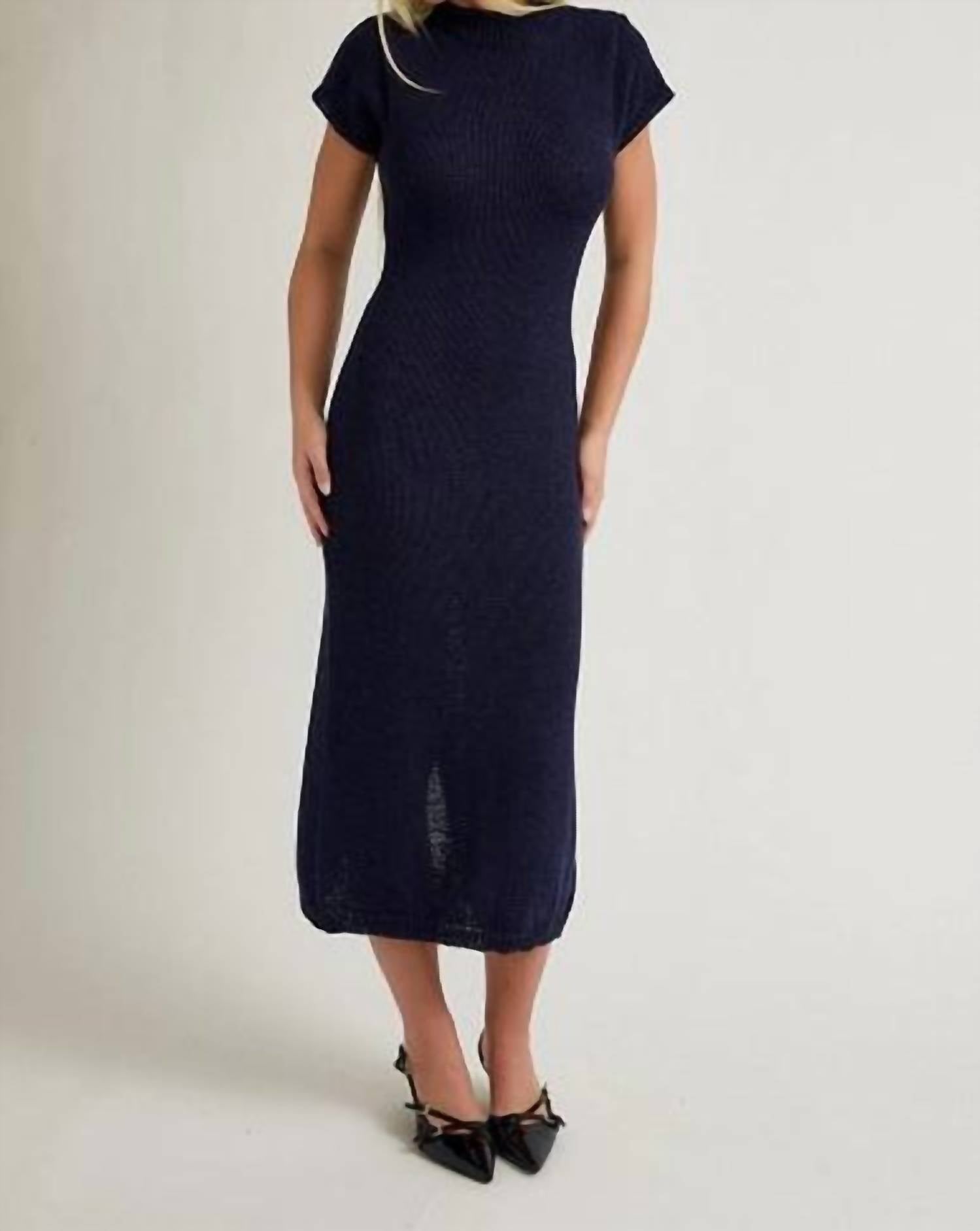 LE LIS Heidi Midi Sweater Dress in navy - women's dress