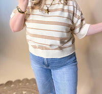 ee:some Striped Short Sleeve Sweater in yellow - women's sweater - alternate view