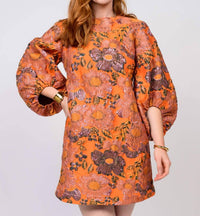 Ivy Jane - Brocade Three-quarter Sleeves Shift Dress